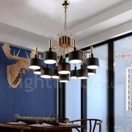 Lustre moderno contemporâneo de 12 luzes e 2 níveis