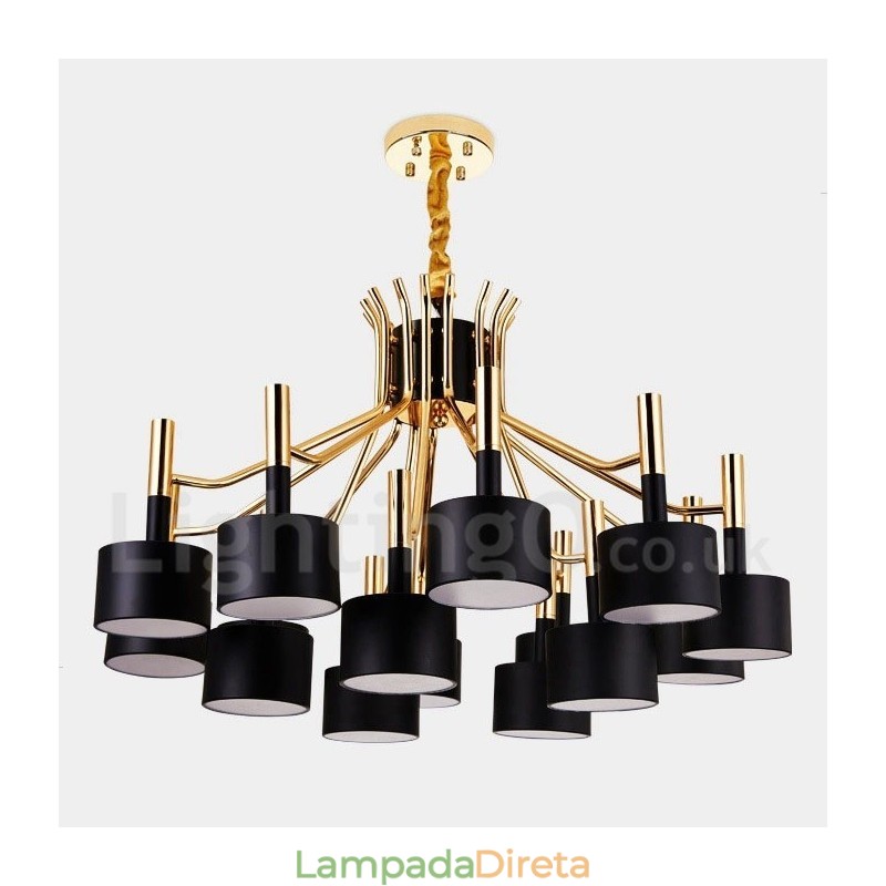15 Luzes 2 Camadas Moderno Estilo Contemporâneo Lustre Lâmpada Luz