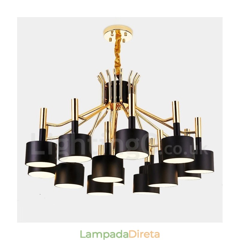 15 Luzes 2 Camadas Moderno Estilo Contemporâneo Lustre Lâmpada Luz
