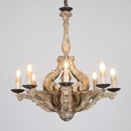 8 Luzes Vintage Retro Lustre De Madeira Lâmpada Luz
