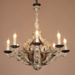 8 Luzes Vintage Retro Lustre De Madeira Lâmpada Luz
