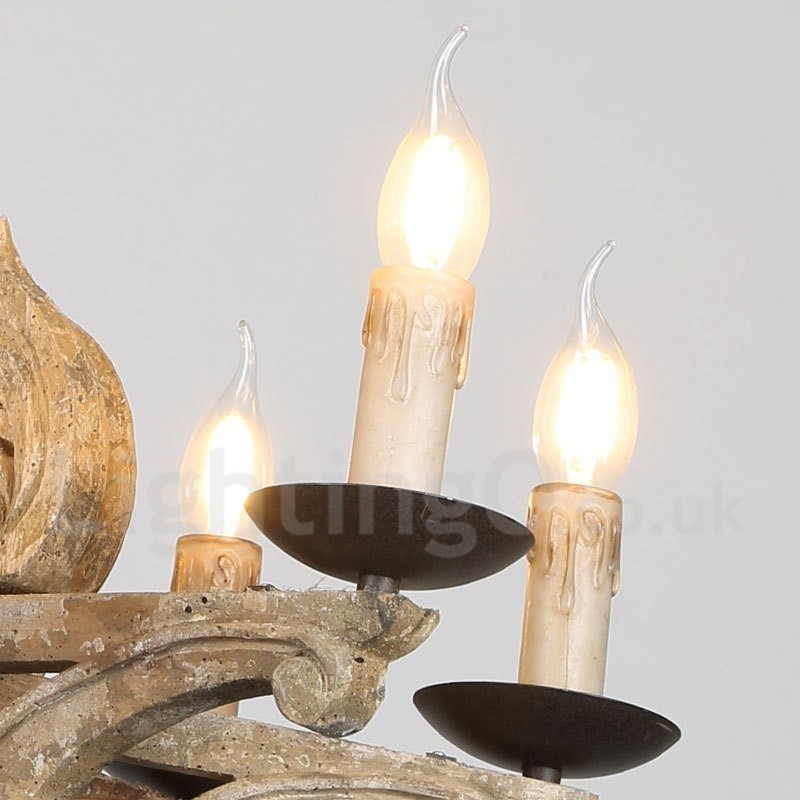 8 Luzes Vintage Retro Lustre De Madeira Lâmpada Luz