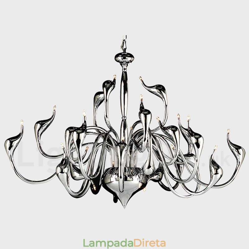 Lustre moderno de cisne com 24 luzes G4 cromado lâmpada incluída