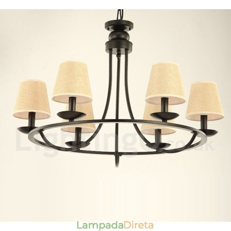Lustre retrô country de 6 luzes com uma única camada Lustre retrô country de 6 luzes com uma única camada
