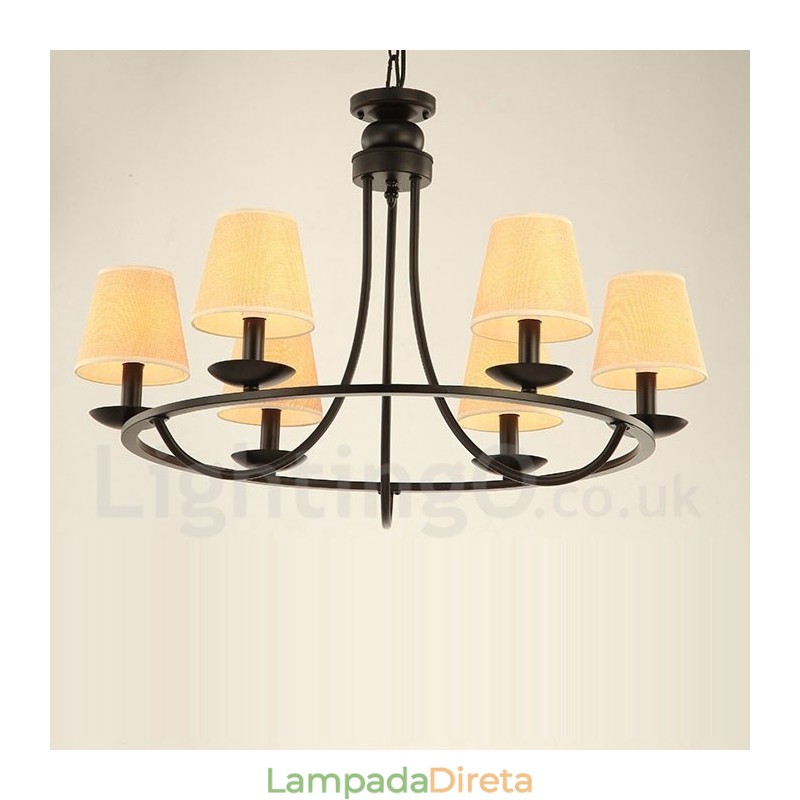 Lustre retrô country de 6 luzes com uma única camada
