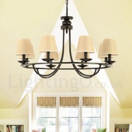 Country Retro 8 Luzes Lustre de Camada Única Lâmpada Luz