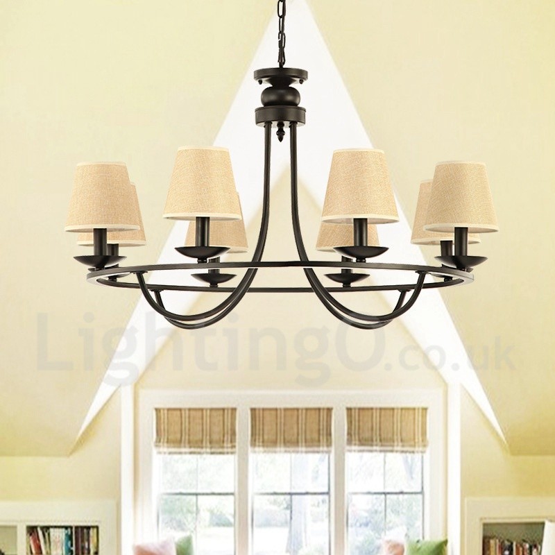 Country Retro 8 Luzes Lustre de Camada Única Lâmpada Luz
