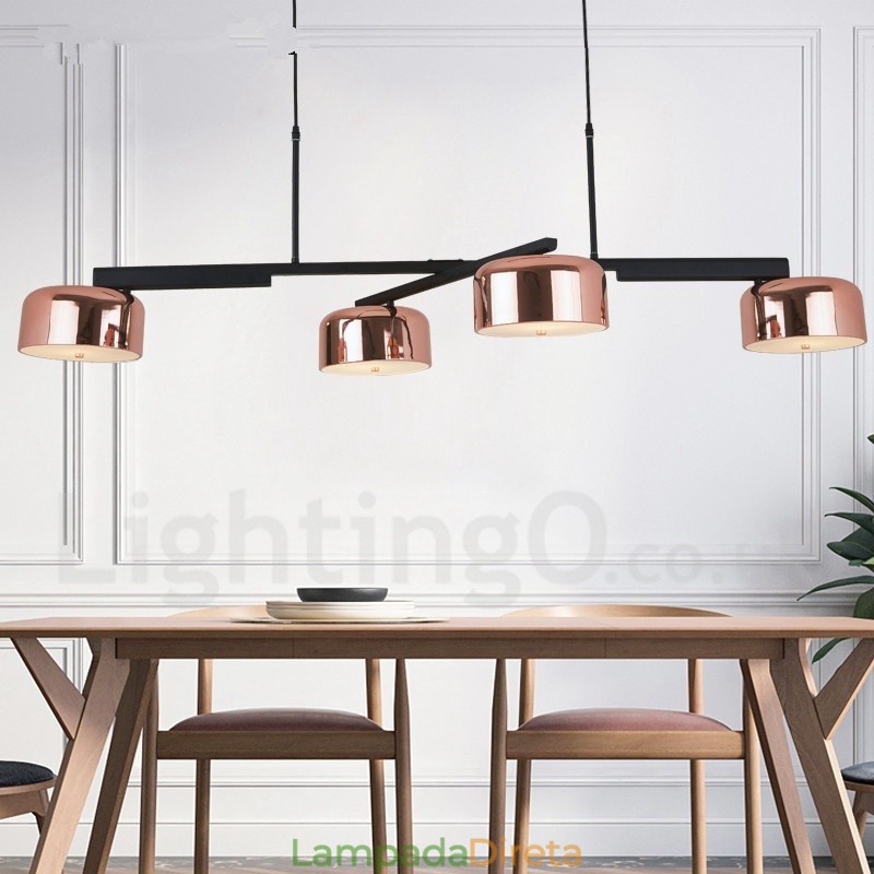Lustre giratório moderno contemporâneo de 4 níveis de luz única