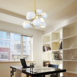 Lustre moderno contemporâneo branco de 10 luzes