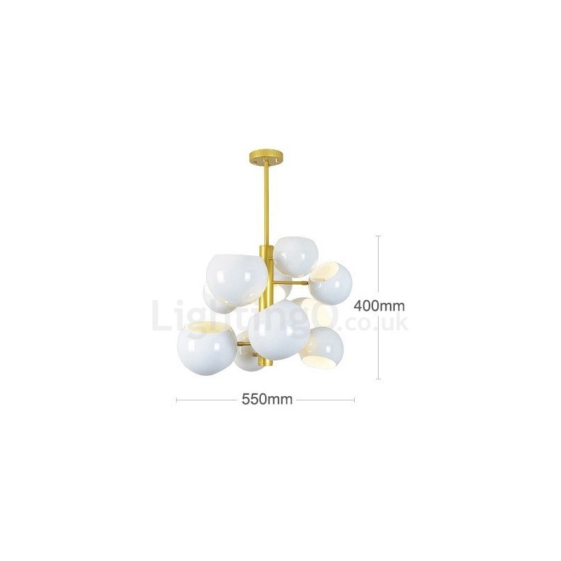 Lustre moderno contemporâneo branco de 10 luzes