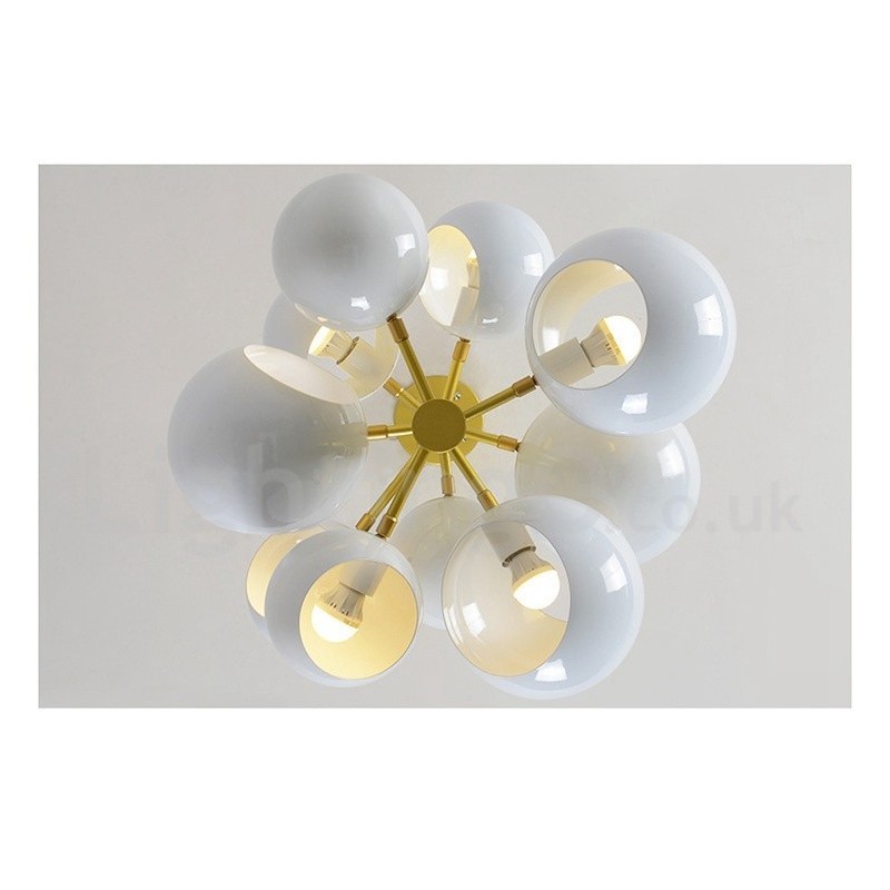 Lustre moderno contemporâneo branco de 10 luzes