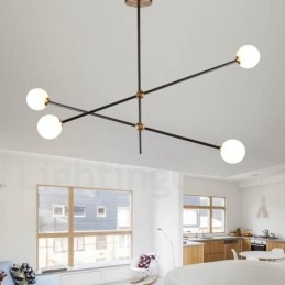 Lustre moderno contemporâneo de 4 luzes e 2 níveis