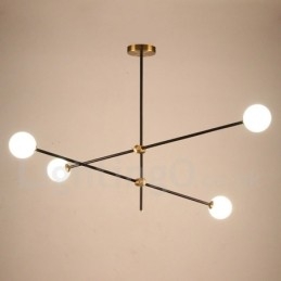 Lustre moderno contemporâneo de 4 luzes e 2 níveis