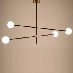 Lustre moderno contemporâneo de 4 luzes e 2 níveis