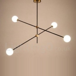 Lustre moderno contemporâneo de 4 luzes e 2 níveis