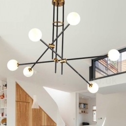 Lustre moderno contemporâneo de 6 luzes e 3 níveis