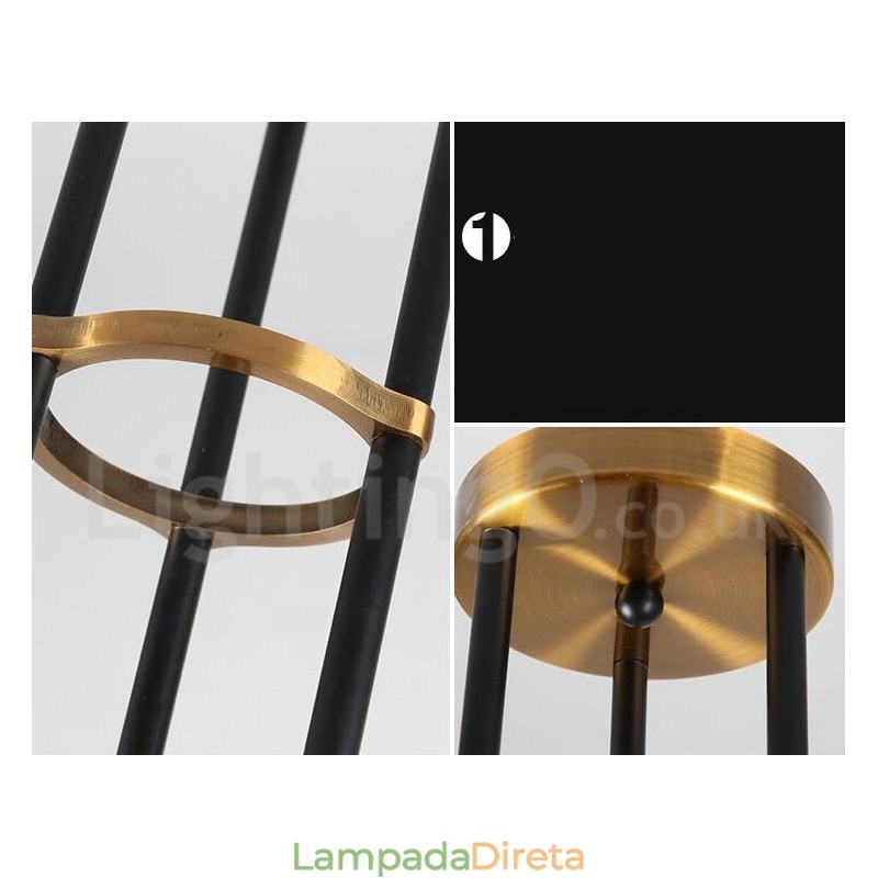 Lustre moderno contemporâneo de 6 luzes e 3 níveis