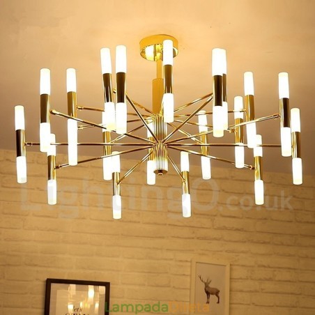 40 Luzes Douradas 2 Camadas Modernas Contemporâneas Lustre Lâmpada de Luz 40 Luzes Douradas 2 Camadas Modernas Contemporâneas Lustre Lâmpada de Luz
