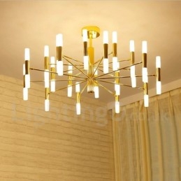 40 Luzes Douradas 2 Camadas Modernas Contemporâneas Lustre Lâmpada de Luz