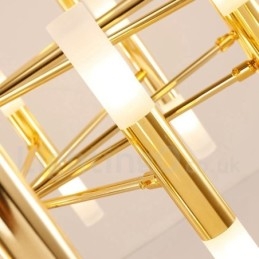 40 Luzes Douradas 2 Camadas Modernas Contemporâneas Lustre Lâmpada de Luz