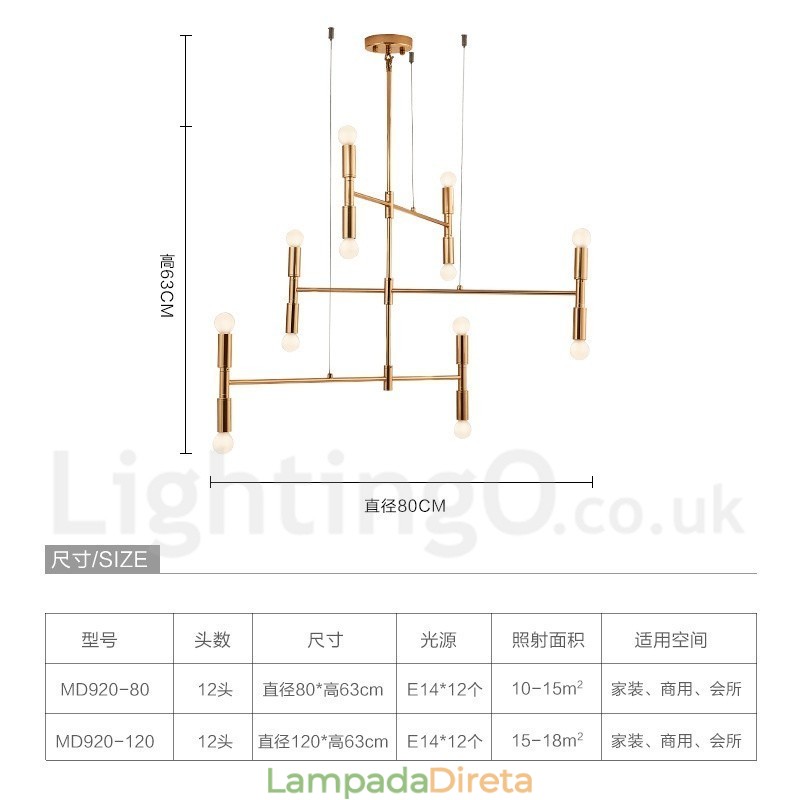 8 Luzes 3 Camadas Moderno Contemporâneo Lustre Lâmpada Luz