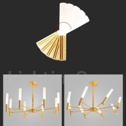 Lustre moderno contemporâneo rotativo de 8 luzes