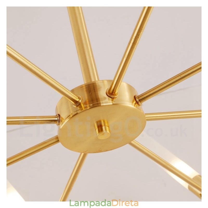 Lustre moderno contemporâneo rotativo de 8 luzes