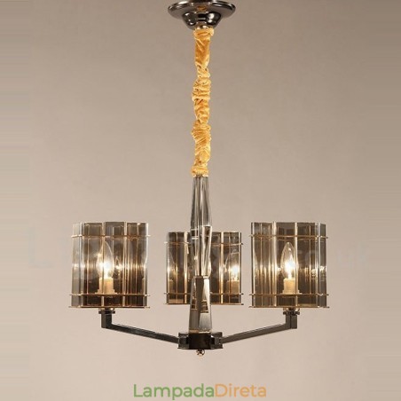 Lustre moderno contemporâneo de 3 níveis com luz única Lustre moderno contemporâneo de 3 níveis com luz única