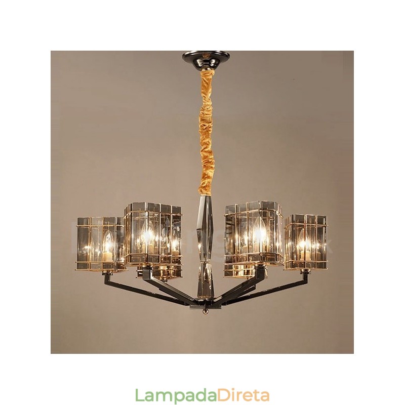 Lustre moderno contemporâneo de 6 luzes de nível único
