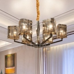 Lustre moderno contemporâneo de 6 luzes de nível único