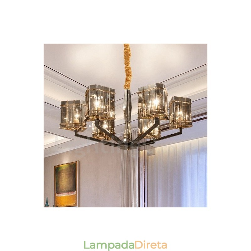 Lustre moderno contemporâneo de 6 luzes de nível único