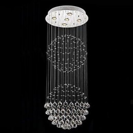 Luminária pendente moderna de cristal, lustre com 5 luzes, candeeiro de teto em cristal transparente, luminárias de teto