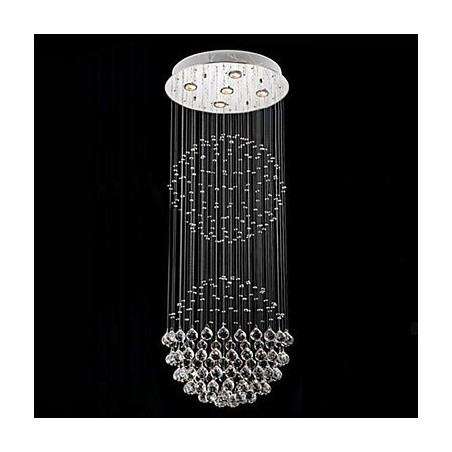 Luminária pendente moderna de cristal, lustre com 5 luzes, candeeiro de teto em cristal transparente, luminárias de teto Luminária pendente moderna de cristal, lustre com 5 luzes, candeeiro de teto em cristal transparente, luminárias de teto