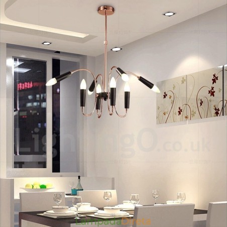 Lustre moderno contemporâneo de 2 níveis e 8 luzes Lustre moderno contemporâneo de 2 níveis e 8 luzes