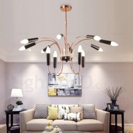 Lustre moderno contemporâneo de 2 níveis e 12 luzes