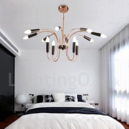 Lustre moderno contemporâneo de 2 níveis e 12 luzes