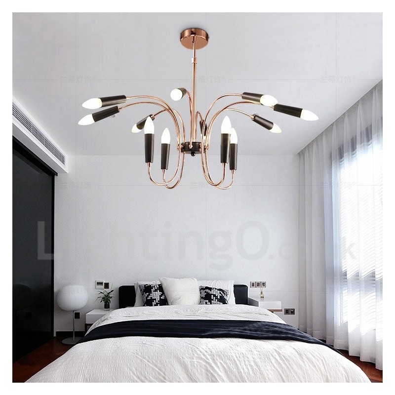 Lustre moderno contemporâneo de 2 níveis e 12 luzes