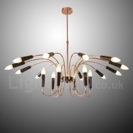 Lustre moderno contemporâneo de 2 níveis e 18 luzes