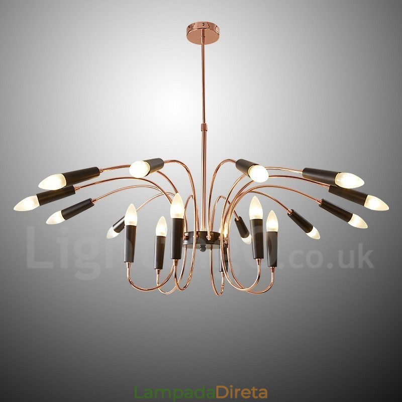 Lustre moderno contemporâneo de 2 níveis e 18 luzes