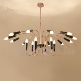 Lustre moderno contemporâneo de 2 níveis e 18 luzes
