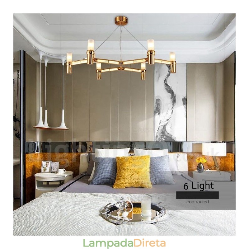 6 Luzes Camada Única Moderna Contemporânea Lustre Lâmpada Luz