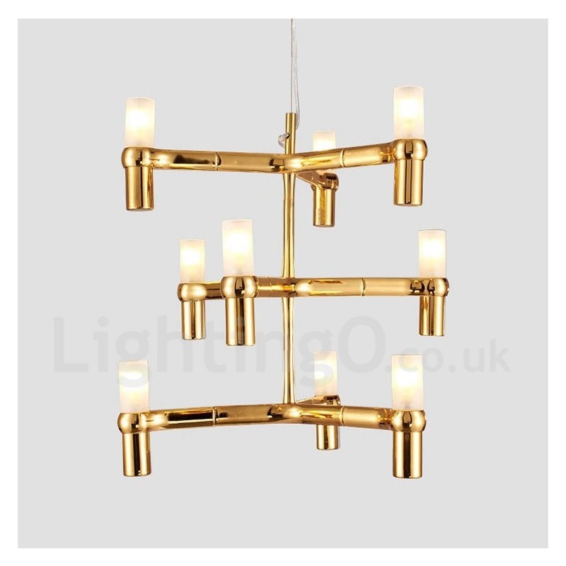 9 Luzes 3 Camadas Moderno Contemporâneo Lustre Lâmpada Luz