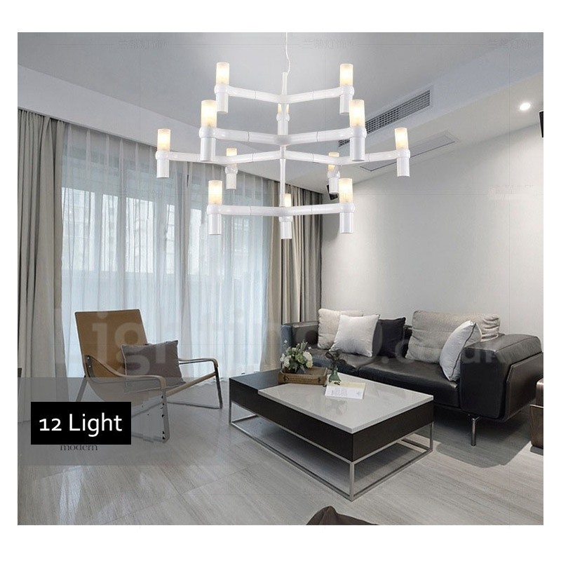 12 Luzes 3 Camadas Moderno Contemporâneo Lustre Lâmpada Luz