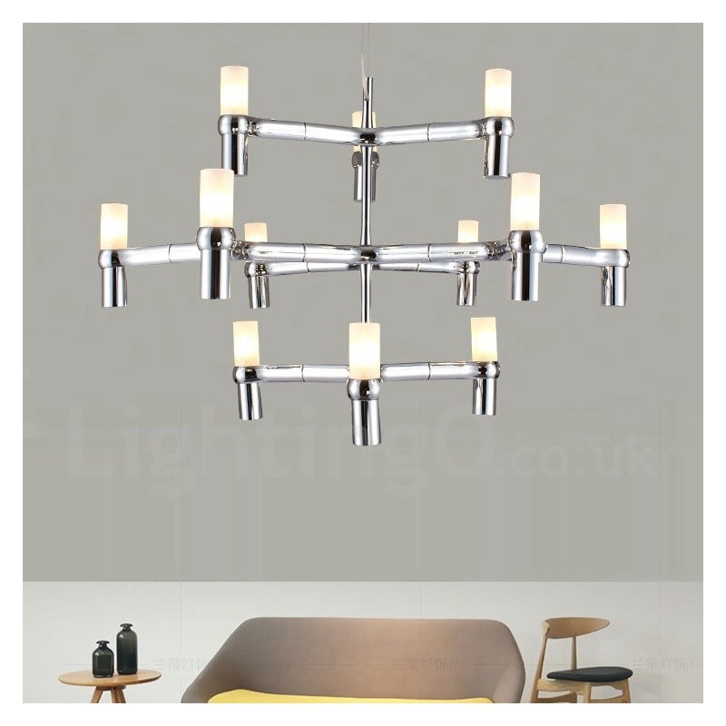 12 Luzes 3 Camadas Moderno Contemporâneo Lustre Lâmpada Luz