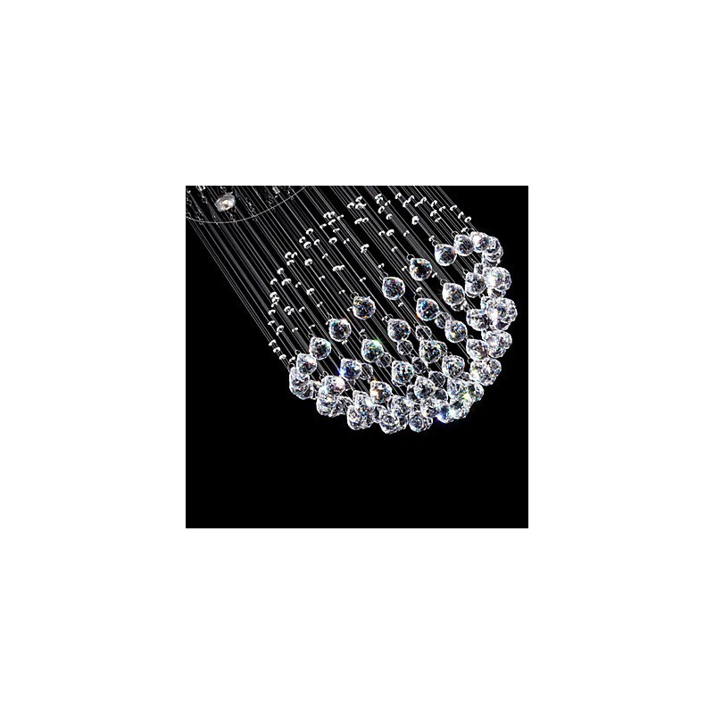 Luminária pendente moderna de cristal, lustre com 5 luzes, candeeiro de teto em cristal transparente, luminárias de teto