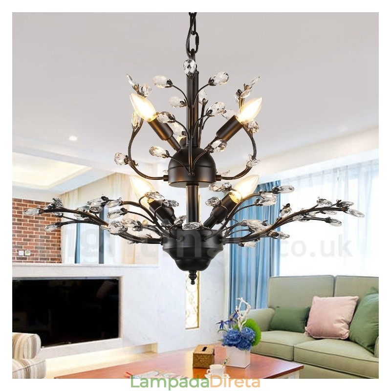 60 cm de altura, 45 cm de largura, moderno, contemporâneo, 7 luzes, lustre, lâmpada, luz