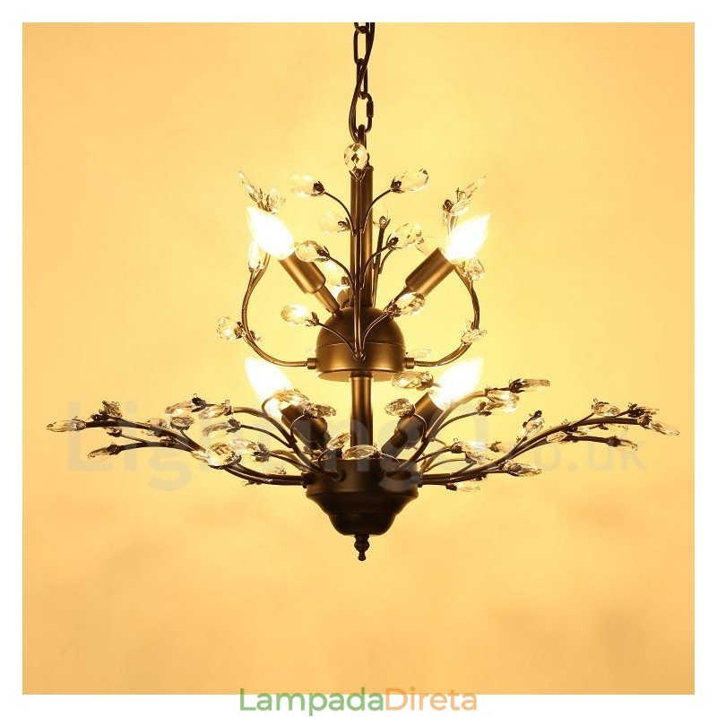 60 cm de altura, 45 cm de largura, moderno, contemporâneo, 7 luzes, lustre, lâmpada, luz