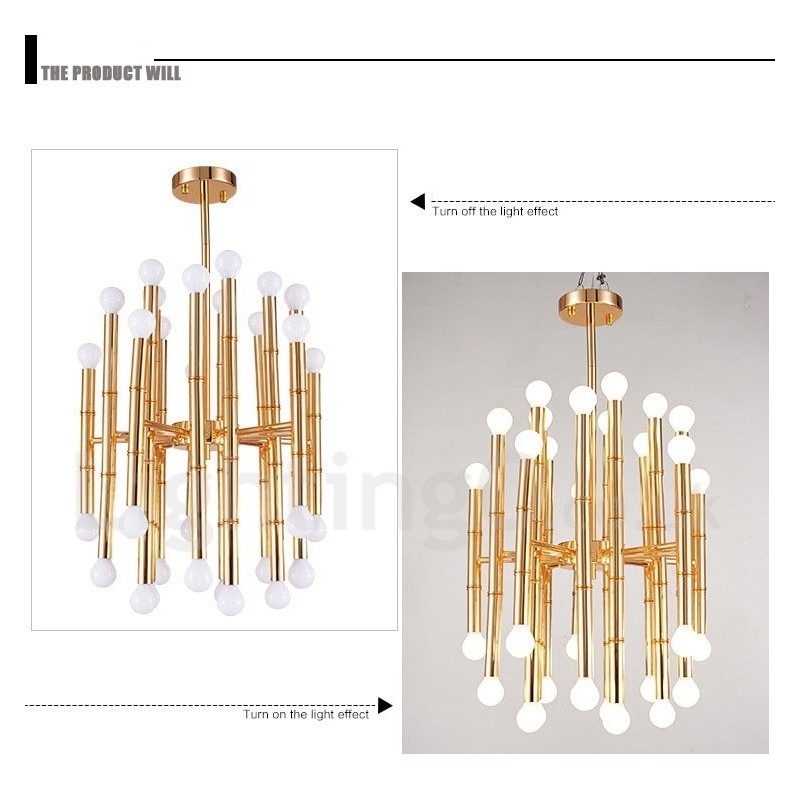 Lustre moderno contemporâneo de 30 luzes e 2 níveis para iluminação