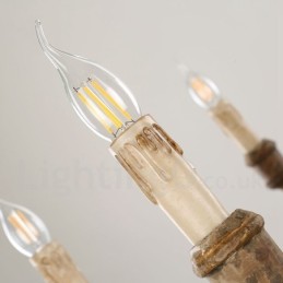Lustre de madeira vintage country com 6 luzes