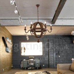 Lustre de madeira vintage country com 6 luzes